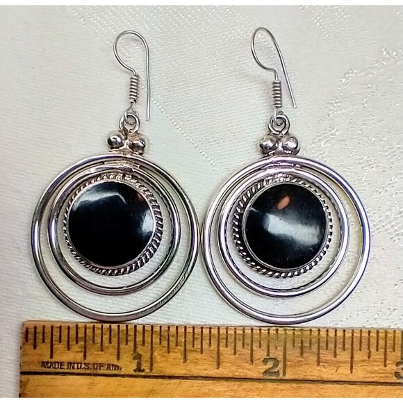 Onyx Tibetan Earrings & Sara Cov. Adjustable Ring - Picture 6 of 13